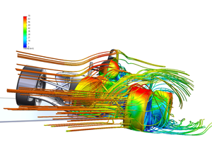 Formule raceauto aerodynamische stromingssimulatie (CFD) in FloEFD