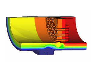 CFD calculation temperatures in reactor vessel