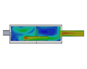 CFD-simulatie stroming door uitlaatdemper