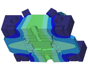 Calculation strength and stiffness injection mould