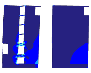 FEM strength calculation load-bearing wall with and without gaps