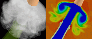 CFD FloEFD analyse van kurk die uit champagnefles knalt